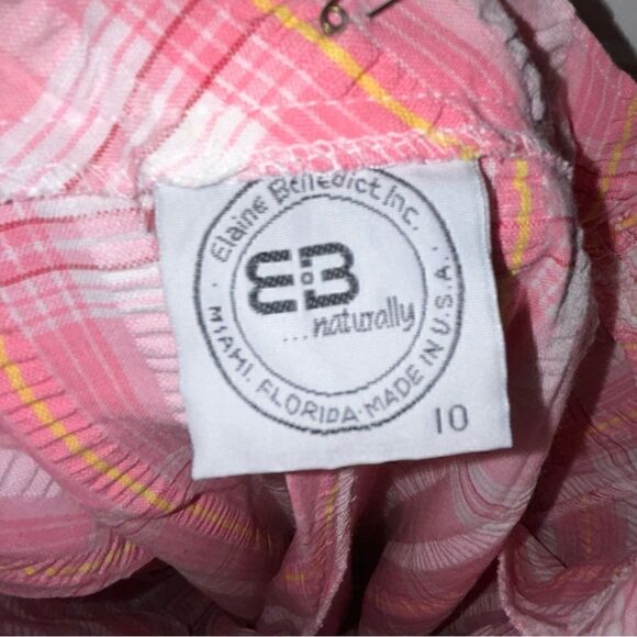 New, Vintage Elaine Benedict Plaid Print Searsucker Pants - Picture 6 of 7